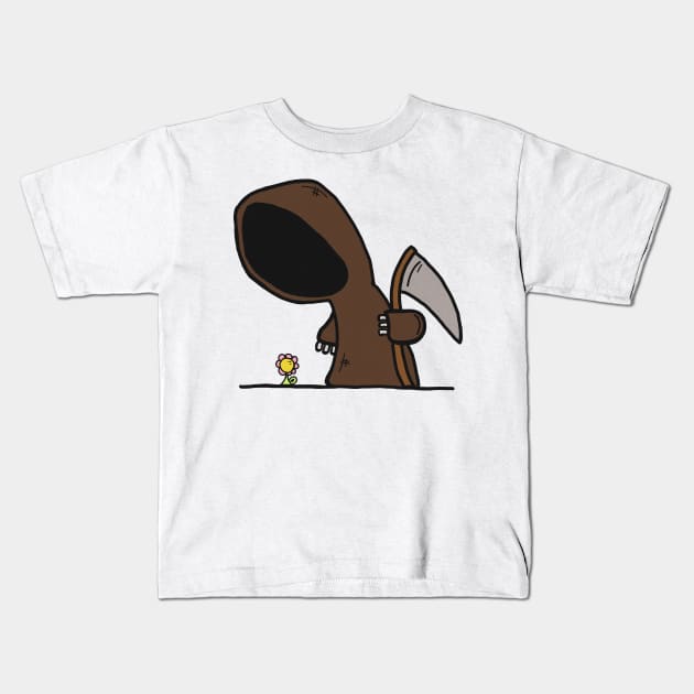 Grim reaper with little flowers Kids T-Shirt by JatoLino